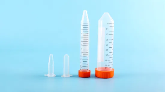 Tube à centrifuger micro stérile en plastique médical sans enzyme de laboratoire transparent en gros avec fond conique